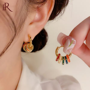 Frascati New Arrival Light Luxury Retro Oil Dropping Color Round Hoop Earrings For Women Fashion Sweet Metal Jewelry Party Gifts