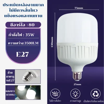 หลอดไฟ led 35W45W55W65W85W ไฟบ้านสว่างมาก ขั้ว E27 ดวงไฟแบบกลม ประหยัดไฟ ไฟตลาดนัด ขั้วหลอดไฟ led 220v