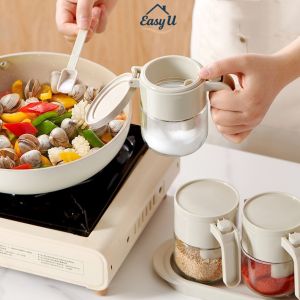 285ML Sealed Glass Seasoning Jar With Spoon Slot| Salt MSG Seasoning Powder Container Balang Perisa Kaca密封调料罐