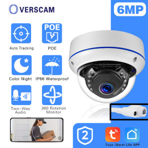 Tuya กล้องวงจรปิดอัจฉริยะ PoeIP โดมกล้อง6MP กลางแจ้ง HD กล้อง CCTV IP เฝ้าระวังวิดีโอ IPTV กันน้ำกล้องรักษาความปลอดภัยการตรวจจับการเคลื่อนไหว