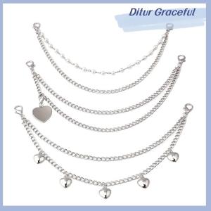 Ditur สายสร้อยโลหะหลายชั้นแบบ DIY จี้รูปหัวใจผีเสื้อรูปดาวห้อยกระเป๋าสะพายไหล่สายโซ่สำหรับกระเป๋า