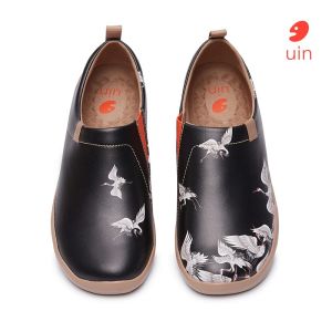 UIN Womens Walking Travel Shoes Microfiber PU Leather Loafers Lightweight Slip On Fashion Sneaker Crane in Dark