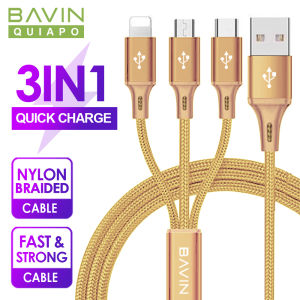 BAVIN CB076 3 in 1 Quick Charge Fast and Strong Nylon Braided Cable for Micro / iPh / Type-C