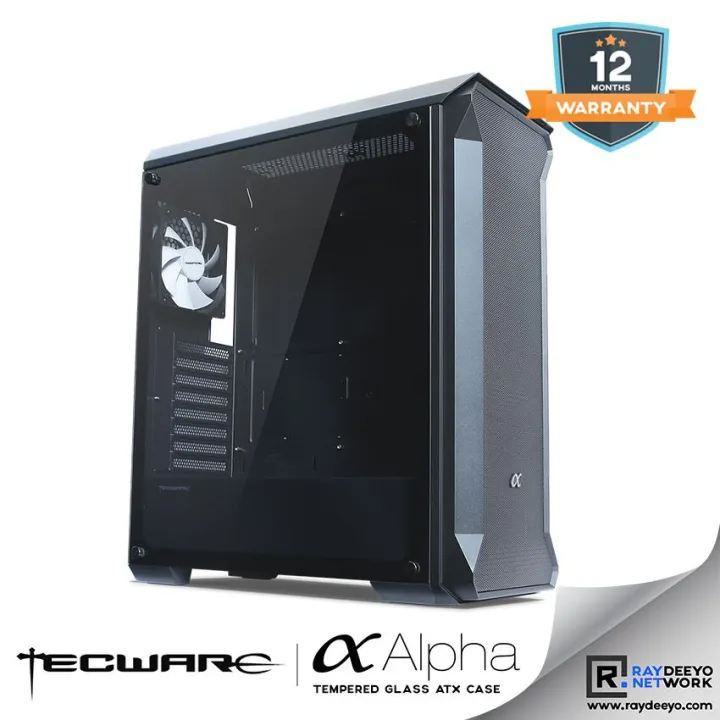 Tecware ALPHA TG BLACK ATX GAMING CASE [ATX, Matx, Mini-ITX]