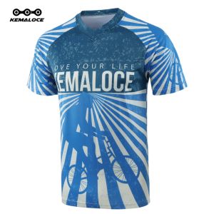 KEMALOCE White Motocycle Jersey Men Polyester Colorful Beathable Summer Mountain Bike Shirts Apparel Colorful MTB T Shirts Autumn Loose Bmx Jersey