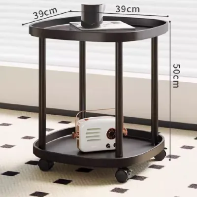 Mandal Round Coffee Table on wheels / Trolley style / Living Room Cart Side table / Mobile Rolling with Wheels