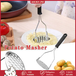 COD【Local Deliver】Stainless Steel Pressed Potato Masher Plastic Black Handle for Smooth Mashed Garlic Fruit Vegetable Tools Press Crusher