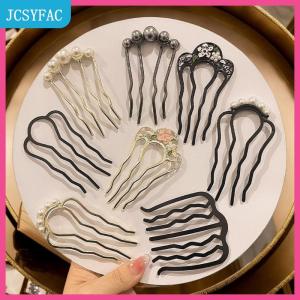 JCSYFAC Kim loại hình chữ U tóc Ngã Ba lược ngọc trai tua tóc gậy kẹp tóc kẹp tóc phụ nữ Cô Gái Tóc phụ kiện trang trí phong cách công cụ