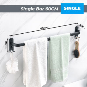 Premium Aluminum Towel Bar Wall Mounted Rack Bathroom Towel Rack Holder Towel Hanger Rak Bilik Mandi Tandas