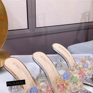 35-45 MAIERNISI รองเท้าส้นสูงใส ประดับคริสตัลดอกไม้ สวยหวาน หรูหรา (งานเกรดดีมากๆ งานขึ้นห้าง) เบอร์ใหญ่พร้อมส่งเลยค่า PALIN.BASIC