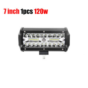 (Dikirim Dari Jakarta) 7 Inch 120W Spot & Banjir Combo Bar Mengemudi Tahan Air Lampu Kerja Led Tiga Baris Truk Off-Road Mobil ATV SUV Jeep Kabin Perahu