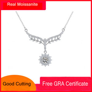 100% Vượt Qua Kim Cương Kiểm Tra Pawnable Vòng Cổ 18K Hướng Dương Mặt dây chuyền Bất Moissanite Kim Cương Với Giấy Chứng Nhận 925 Bạc Ban Đầu Ý VN 0.5 Carats