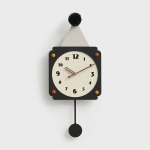 Minimalist Nordic Series Swing Wall Clock Hot Sale Home Living Room Simple and Fashion Mute Creative Vintage Clock Art Hat Decorations 25.5x58cm