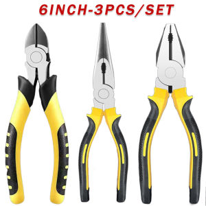 6pcs Pliers Heavy Duty Wire Pliers Vise Tiger Skin Handle Broken Wire Sharp Nose Pliers Hardware Hand Tools