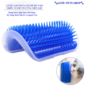 Dụng cụ gãi ngứa lưng kiêm lược chải lông rụng gắn góc tường cho Mèo - Love Pets Shop