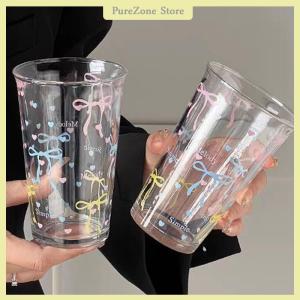 [PureZone] โบว์แก้วใส่น้ำลายการ์ตูนน่ารักแก้วกาแฟลายทางน่ารักแก้วมัคผลไม้สำหรับใช้ในครัวเรือนชาน้ำมะนาวของขวัญสำหรับเด็กผู้หญิง