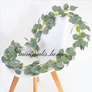 Daun Juntai Plastik Uang Silver Dollar Artificial Pot Panjang 2m Hijau Dolar