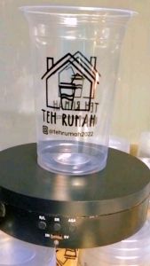 Custom Sablon Gelas Cup Datar (100 Pcs) Ukuran 18 Oz Dan 22 Oz / Tebal / Starindo / Free Desain