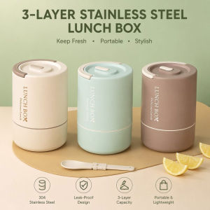 3 Layers 304 Stainless Steel Insulated Large Capacity Portable Leak Proof Reusable Microwave Safe