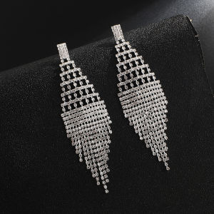 Shiny rhinestone mesh fringed earrings stud earrings full of diamonds simple atmospheric earrings E749
