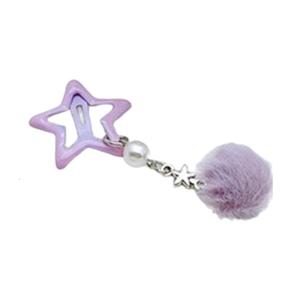 Hair Clip Charming Side Banger Hairpin Colorful Five Pointed Star Hair Clip Handmade Furry Ball Pendent Hair