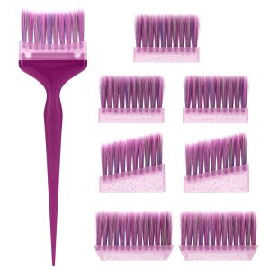 NBANLIKE 1Set Easy Clean 8pcs Replaceable Brush Head Kit Professional Durable Hairdressing Tinting Coloring Tools DIY 4 Types Hair Dye Brushes Replacement Set Salon