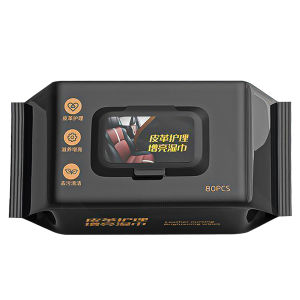 ทิชชู่เช็ดเบาะหนังรถยนต์ คอนโซลรถ ผ้าเช็ดเบาะรถ 80แผ่น ทิชชู่เปียกเช็ดพร้อมเคลือบเงา รองเท้าหนัง และโซฟา