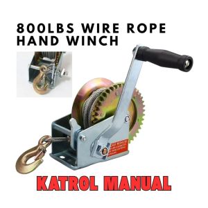 800LBS Wire Rope Hand Winch Katrol Manual WinchHand Boat Tinggi Kualitas