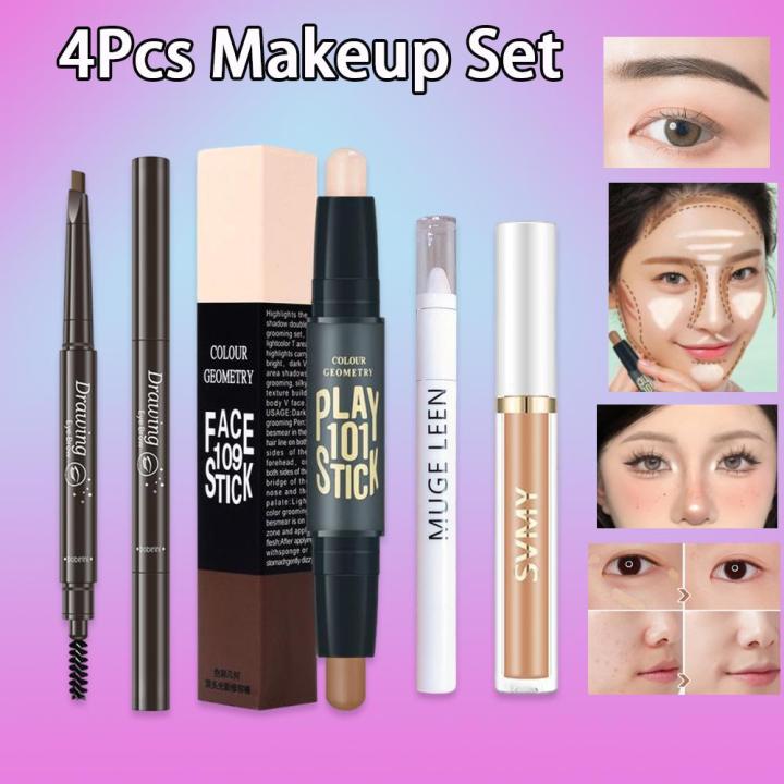 Cod Makeup 【COD】2IN1 Concealer Highlight Shadow Face Contouring Makeup+Fit ...
