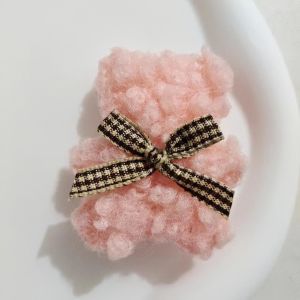 Kẹp tóc gấu bông màu cà phê sữa dễ thương mùa thu đông kẹp tóc lông đa năng hình trái tim nữ tính phụ kiện tóc trẻ em bọc vải