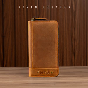 Reven Leather Abimana Wallet - Mini Pouch Dompet Panjang Pria Kulit Sapi Asli Free Box Exclusive