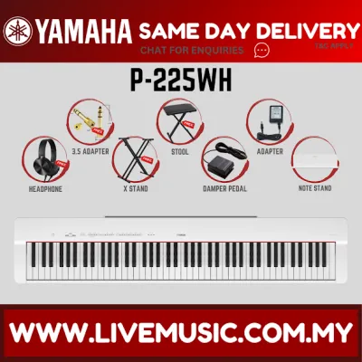 Yamaha P-225 88-Key Digital Piano With Keyboard Bench Headphone And Adapter - White ( P225 P 225 P125 P 125 )