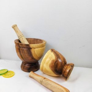 ครก ครกส้มตำไม้ ครกส้มตำเล็ก ครกไม้  รุ่น ธรรมชาติ ครกไม้ส้มตำ ครกส้มตำใหญ่ แถมฟรี สากไม้ 7 นิ้ว 9 นิ้ว 10 นิ้ว