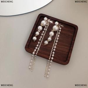 [COD] WEICHENG Long Dangle Earrings For Women New Fashion Full Simulated Tassel Drop Earrings Vintage Jewelry