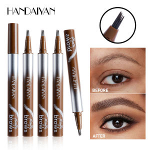 HANDAIYAN Fluffy Brow Pencil Set - 5 Colors Angled Brush Liquid Brow Pen Waterproof & Smudge-Proof Creates Hair-Like Strokes Quick-Dry Formula