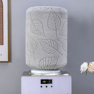 Water Dispenser Bottle Cover Elastic Dust Cover Polyester Fabric Leaf Print Washable Home Office Kitchen