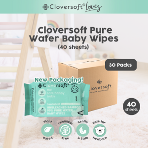 [Carton]❤️Cloversoft Official 99% Pure Water Unbleached Organic Bamboo Baby Wipes [30 packs x 40 sheets]