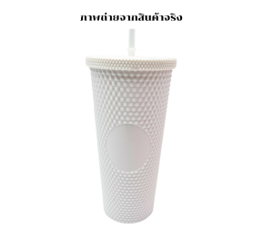 แก้วเก็บเย็น แก้วเพชรพลาสติก 2 ชั้น ทรงเพชร สีพาสเทลและเมทาลิค แก้วน้ำพร้อมหลอดพลาสติกเกรดพรีเมียม