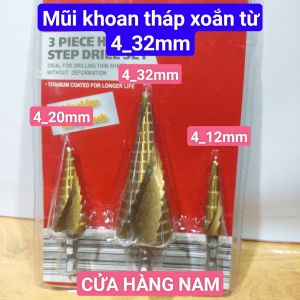 Mũi khoan tháp xoắn Mũi khoan tháp xoắn HSS mạ titan hình nón 4-12mm 4-20mm 4-32mm Bộ 3 mũi khoan tháp nón Bộ mũi khoan tháp tầng ứng dụng khoan sắt gỗ nhựa nhôm inox mũi khoan đa năng chây lục giác 1/4 phù hợp với các loại máy khoan - Cửa Hàng Nam