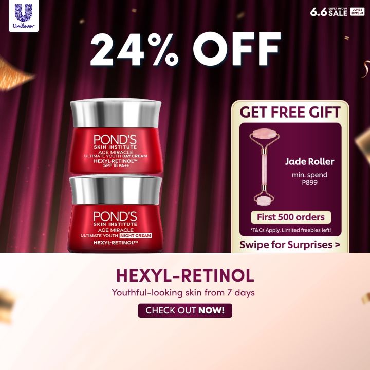 POND's Age Miracle Ultimate Youth Day Cream and Night Cream Hexyl-Retinol 9G - Moisturizer for Face, Brightening, & Skin Care