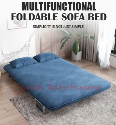 Foldable Velvet SofaBed Single Sofa Bed Foldable Bed Chair Foldable Sofa Multi-functional Folding Lazy Bed Washable Double