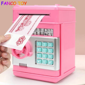 Electronic Piggy Bank Safe Box Money Boxes For Children Digital Automatic Coins Cash Saving Box Code Key Lock Safe Deposit Mini ATM Password Money Box Cash Coin Machine Kid Best GiftsGifts
