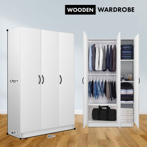 3 Door wardrobe closet wood ตู้เสื้อผ้า ตู้เสื้อผ้าไม้ ตู้ ตู้เก็บผ้า ตู้จัดเก็บ ความสูง 170ซม