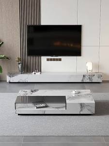Coffee Table TV Cabinet Combination Rectangular Slate Coffee Table Living Room Small Apartment