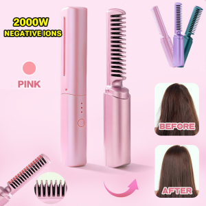 【24 hours delivery】2 in1 wireless hair straightener comb brush comb hair straightener portable mini straight hair comb cordless hair straightener USB Hair Iron Anti Scald Ionic Hair Brush Hair Comb