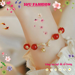 Vòng Tay Lắc Đeo Tay Nữ Chuỗi Hạt Đỏ Hoa Hồng Đính Đá Cổ Điển Thời Trang Thanh Lịch Phong Cách Cổ Trang Trung Hoa Trang Sức Nữ Đẹp VT-89