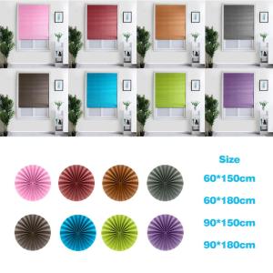 Simple Nordic Japanese Style Vintage Multicolor Self-Adhesive Pleated Blinds Bathroom Balcony Kitchen Half Blackout Polyester Fiber Waterproof Window Curtains [Chinatera]