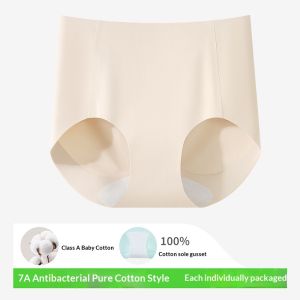 7A kháng khuẩn tinh khiết bông cao-eo đồ lót không đường may cho phụ nữ thoáng khí và định hình với vải dệt kim mềm