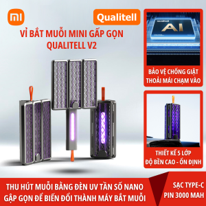 Vợt bắt muỗi đa năng Qualitell V2 ZSS240913 kiêm đèn bắt muỗi thiết kế nhỏ gọn an toàn du lịch