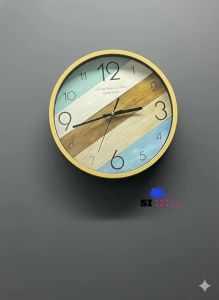 Aesthetic Pastel Round Wall Clock - Elegant Wood Grain Accents - Modern Home Decor & Wall Art clock decor
